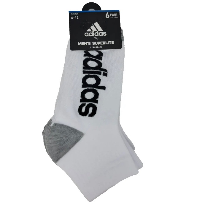 Adidas Superlite Cushioned Quarter Crew Socks 6 Pairs